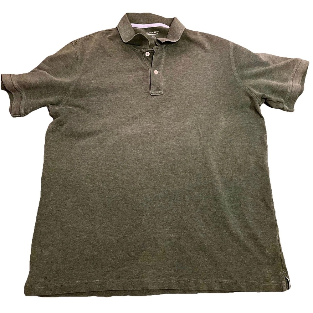 Land's End Dark Green Short Sleeve Polo Men's Size Large